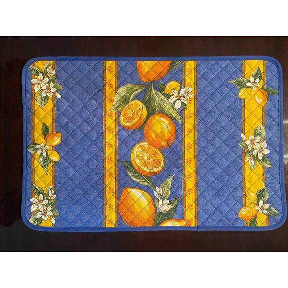 French Provincial Napkin - lemons on Blue Field - Picture 2 of 3